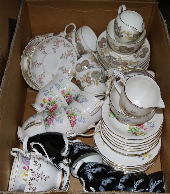 Royal Albert Night and Day coffee set, Copeland chinoiserie part dessert set (a.f), various tea wares, duos etc